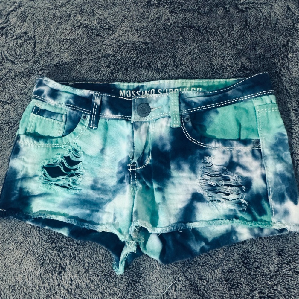Mossimo Supply Co. Blue and Green Jean Shorts size 1